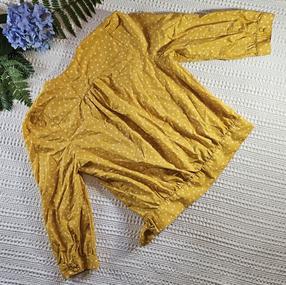 Madewell Size xs Mustard yellow star print top with side tie - Picture 8 of 9